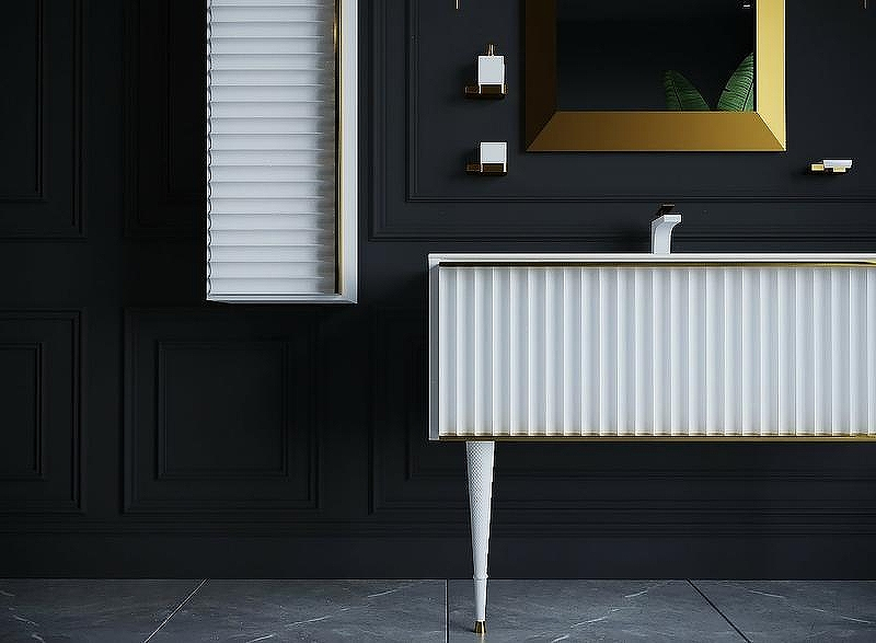 Тумба под раковину Boheme Armadi Art Vallessi Avangarde Canale 80 843-080-WG подвесная Белый Золото, купить, цена, заказать, магазин, доставка, скидка, промокод, купить, цена, заказать, магазин, доставка, скидка, промокод