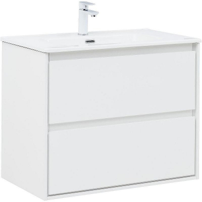 Тумба под раковину Aquanet Милан 80 336369 подвесная Белый глянец