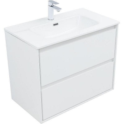 Тумба под раковину Aquanet Милан 80 336369 подвесная Белый глянец