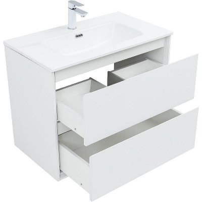Тумба под раковину Aquanet Милан 80 336369 подвесная Белый глянец