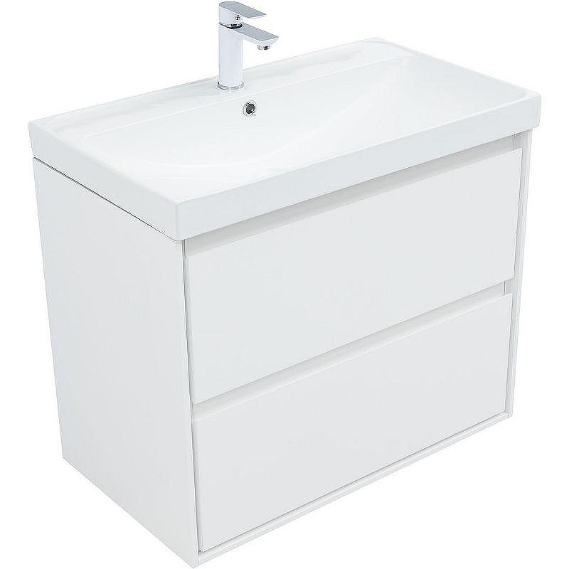 Тумба под раковину Aquanet Милан 80 336369 подвесная Белый глянец, купить, цена, заказать, магазин, доставка, скидка, промокод, купить, цена, заказать, магазин, доставка, скидка, промокод