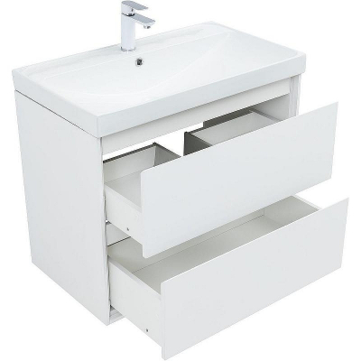 Тумба под раковину Aquanet Милан 80 336369 подвесная Белый глянец