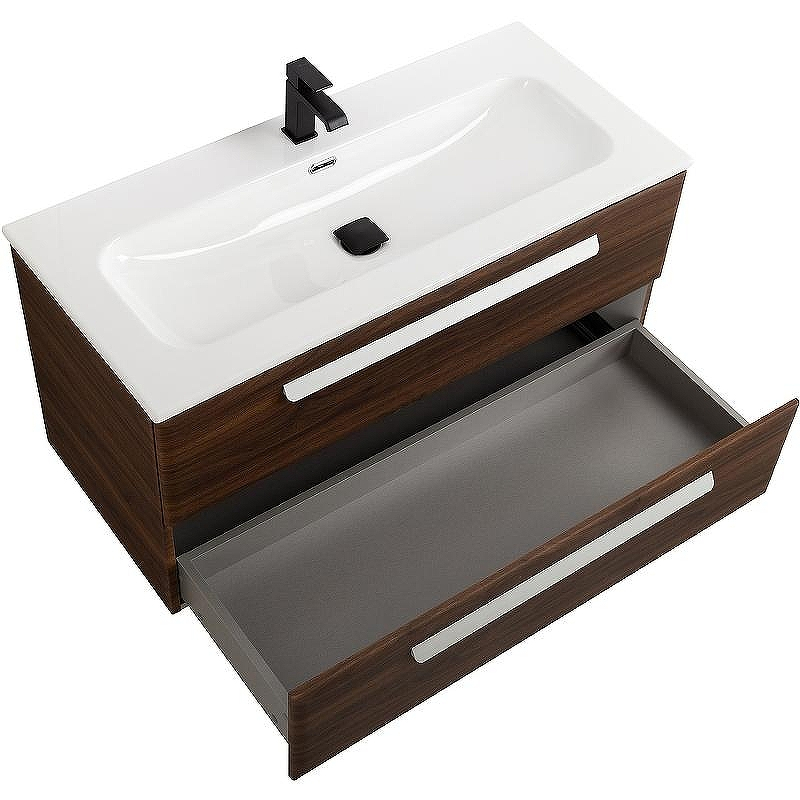 Тумба под раковину Cezares Eco-Cer-N 100 ECO-CER-N-1000-2C-SO-NCS-P подвесная Орех шоколад Софт без ручек, купить, цена, заказать, магазин, доставка, скидка, промокод, купить, цена, заказать, магазин, доставка, скидка, промокод