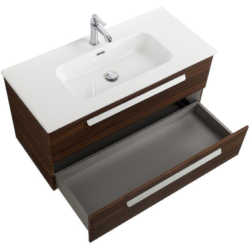 Тумба под раковину Cezares Eco-Cer-N 100 ECO-CER-N-1000-2C-SO-NCS-P подвесная Орех шоколад Софт без ручек, купить, цена, заказать, магазин, доставка, скидка, промокод, купить, цена, заказать, магазин, доставка, скидка, промокод