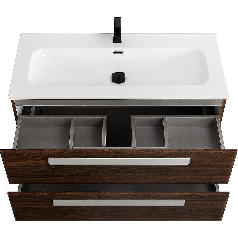 Тумба под раковину Cezares Eco-Cer-N 100 ECO-CER-N-1000-2C-SO-NCS-P подвесная Орех шоколад Софт без ручек, купить, цена, заказать, магазин, доставка, скидка, промокод, купить, цена, заказать, магазин, доставка, скидка, промокод