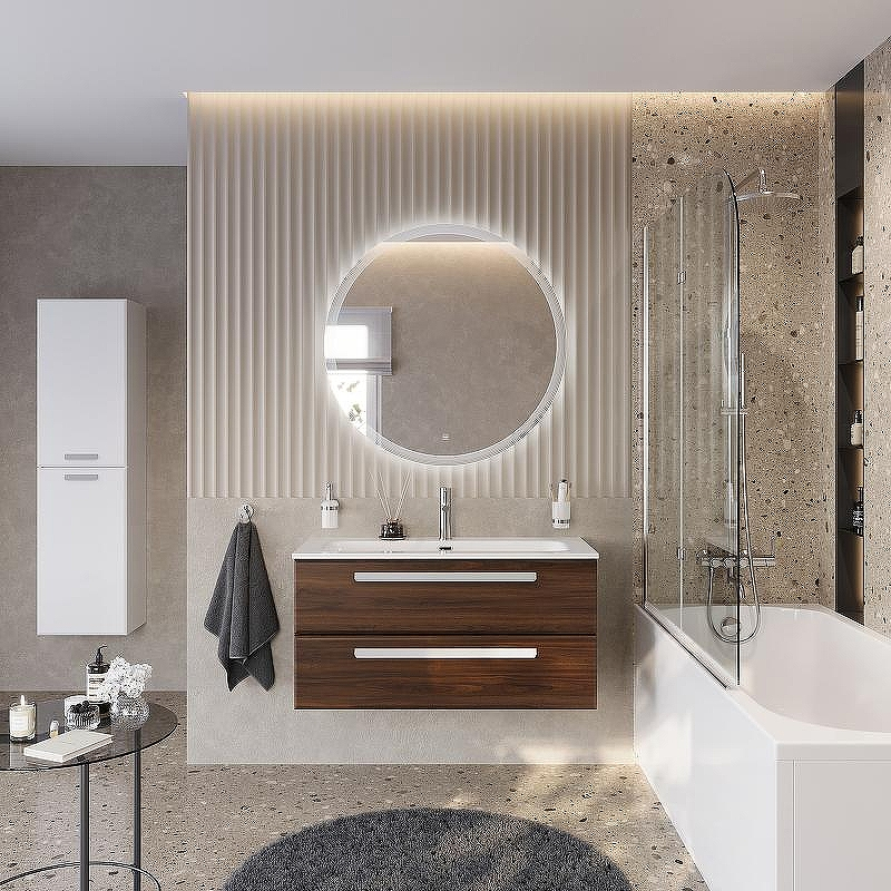 Тумба под раковину Cezares Eco-Cer-N 100 ECO-CER-N-1000-2C-SO-NCS-P подвесная Орех шоколад Софт без ручек, купить, цена, заказать, магазин, доставка, скидка, промокод, купить, цена, заказать, магазин, доставка, скидка, промокод