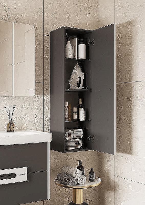 Шкаф пенал Aquaton Ар-Деко 32 1A280503DD8D0 подвесной Серый кобальт, купить, цена, заказать, магазин, доставка, скидка, промокод, купить, цена, заказать, магазин, доставка, скидка, промокод