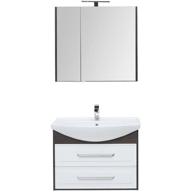 Тумба под раковину Aquanet Остин 85 200908 подвесная Белый глянец Дуб кантербери, купить, цена, заказать, магазин, доставка, скидка, промокод, купить, цена, заказать, магазин, доставка, скидка, промокод