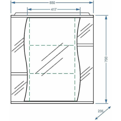 Зеркальный шкаф Stella Polar Волна Лолита 65 SP-00000054 с подсветкой Белый