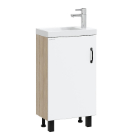 Тумба под раковину Onika Тимбер 45 L 104508 цвет Дуб сонома Белый матовый, купить, цена, заказать, магазин, доставка, скидка, промокод, купить, цена, заказать, магазин, доставка, скидка, промокод