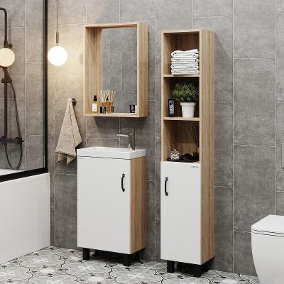 Тумба под раковину Onika Тимбер 45 L 104508 цвет Дуб сонома Белый матовый