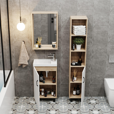 Тумба под раковину Onika Тимбер 45 L 104508 цвет Дуб сонома Белый матовый