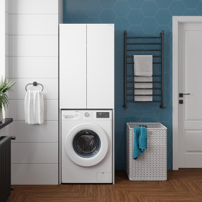 Шкаф пенал Onika Милтон 67 306702 над стиральной машиной цвет Белый