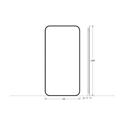 Зеркало Defesto Aura 50х100 DF 2975 с подсветкой 28W-3000K/Без выключателя/Теплый белый свет/Черная рама