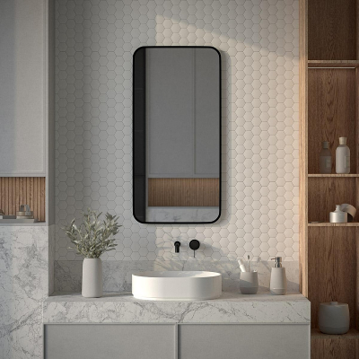 Зеркало Defesto Aura 50х100 DF 2975 с подсветкой 28W-3000K/Без выключателя/Теплый белый свет/Черная рама