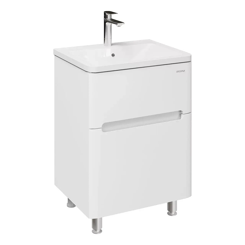 Тумба под раковину Grossman Адель 60 106039 цвет Белый глянцевый, купить, цена, заказать, магазин, доставка, скидка, промокод, купить, цена, заказать, магазин, доставка, скидка, промокод