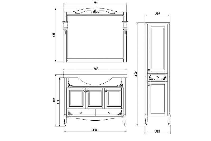 Комплект мебели для ванной ASB-Woodline Салерно 105 Белый с патиной Серебро, купить, цена, заказать, магазин, доставка, скидка, промокод, купить, цена, заказать, магазин, доставка, скидка, промокод