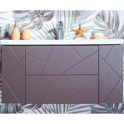 Тумба под раковину Бриклаер Кристалл 100 4627125414565 подвесная Софт Графит Ясень Анкор темный