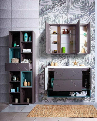 Тумба под раковину Бриклаер Кристалл 100 4627125414565 подвесная Софт Графит Ясень Анкор темный