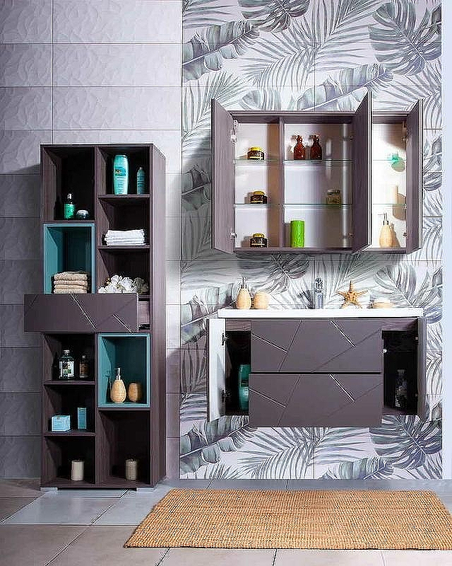 Тумба под раковину Бриклаер Кристалл 100 4627125414565 подвесная Софт Графит Ясень Анкор темный, купить, цена, заказать, магазин, доставка, скидка, промокод, купить, цена, заказать, магазин, доставка, скидка, промокод