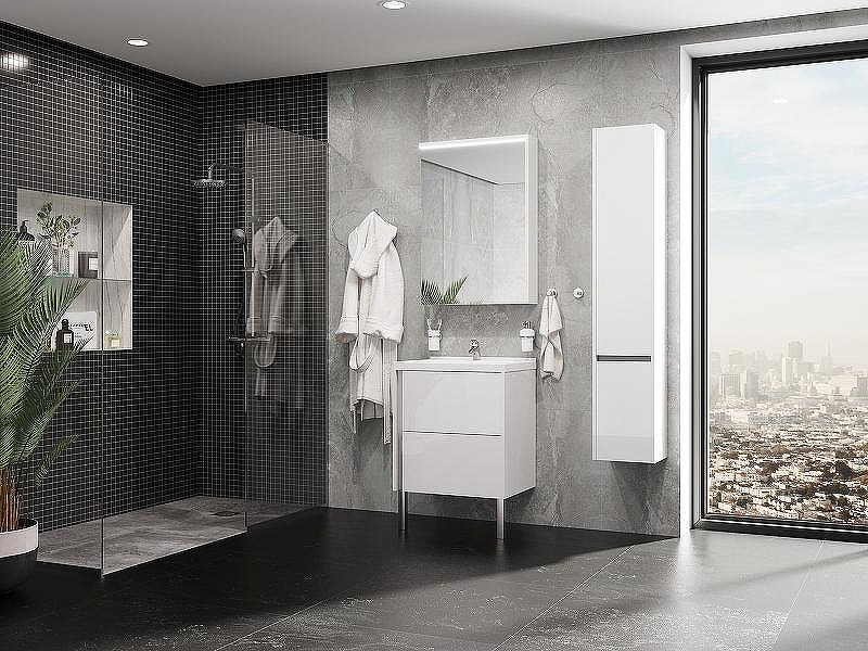 Зеркальный шкаф Aquaton Стоун 60 R 1A231502SX010 с подсветкой Белый, купить, цена, заказать, магазин, доставка, скидка, промокод, купить, цена, заказать, магазин, доставка, скидка, промокод