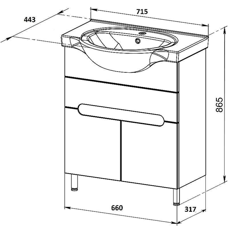 Тумба с раковиной Orange Topline-Rio 70 TR70-03E+RA Белый глянец, купить, цена, заказать, магазин, доставка, скидка, промокод, купить, цена, заказать, магазин, доставка, скидка, промокод