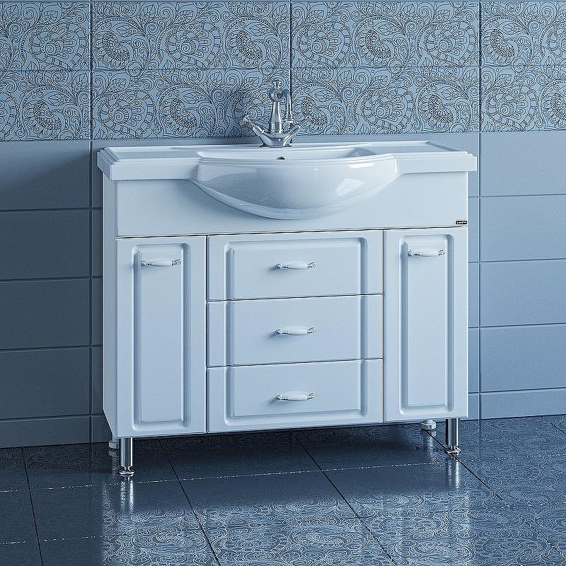 Тумба под раковину СанТа Монарх 105 700105 Белая, купить, цена, заказать, магазин, доставка, скидка, промокод, купить, цена, заказать, магазин, доставка, скидка, промокод