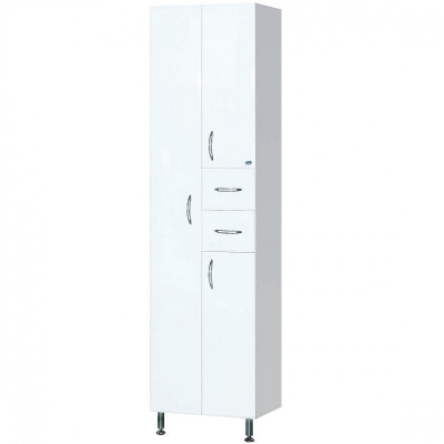 Шкаф пенал Bellezza 60 с бельевой корзиной Белый