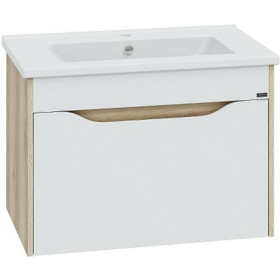 Тумба под раковину СанТа Сатурн 75 700371 подвесная Белая Дуб австрийский