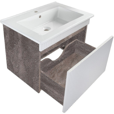 Тумба под раковину Runo Модена 75 00-00001426 подвесная Железный камень Белая