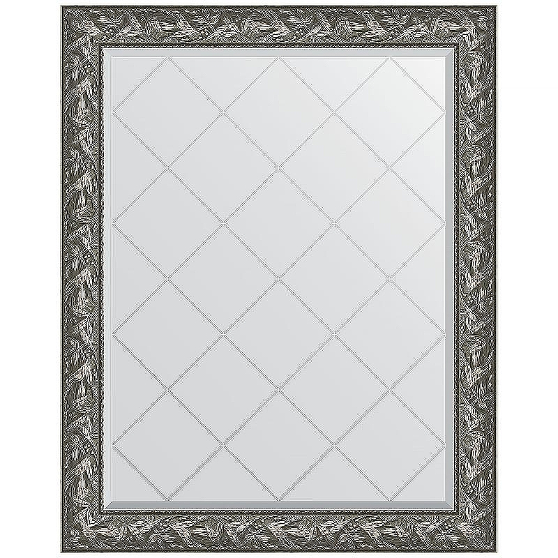 Зеркало Evoform Exclusive-G 124х99 BY 4372 с гравировкой в багетной раме - Византия серебро 99, купить, цена, заказать, магазин, доставка, скидка, промокод, купить, цена, заказать, магазин, доставка, скидка, промокод
