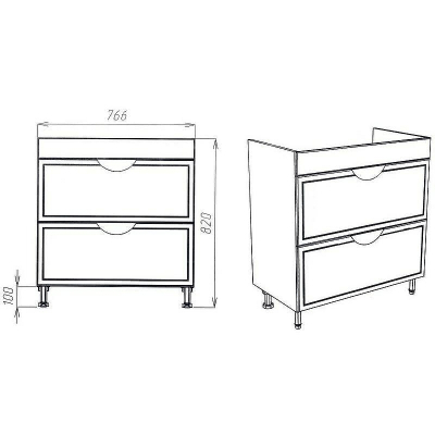 Тумба под раковину VIANT Лима 80 VLIM80CO-T2Y Белая