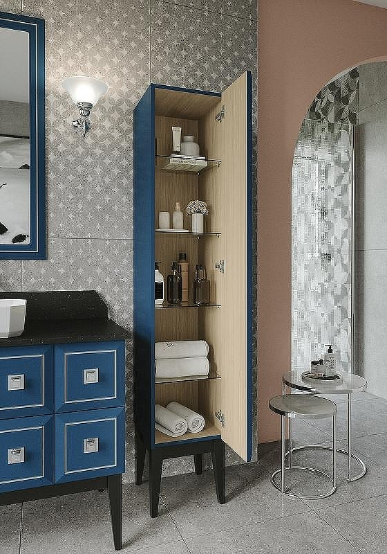 Шкаф пенал Caprigo Metropol 35 13750.30R-061.CRM.00.20/020.05 Синий матовый, купить, цена, заказать, магазин, доставка, скидка, промокод, купить, цена, заказать, магазин, доставка, скидка, промокод