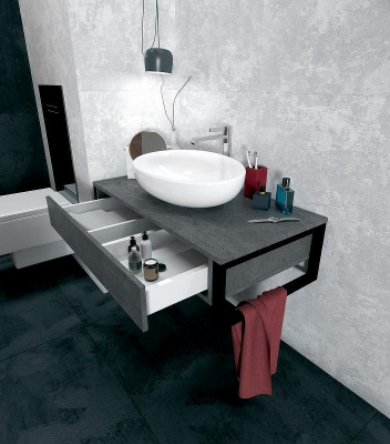 Тумба под раковину 1MarKa Grunge Loft 90П У85849 подвесная Бетон темно-серый