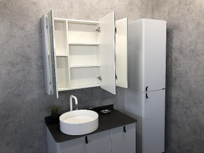 Зеркальный шкаф Comforty Сорренто 90 00-00001968 Светло серый