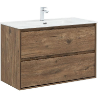 Тумба под раковину Aquanet Милан 100 336380 подвесная Дуб рустикальный, купить, цена, заказать, магазин, доставка, скидка, промокод, купить, цена, заказать, магазин, доставка, скидка, промокод