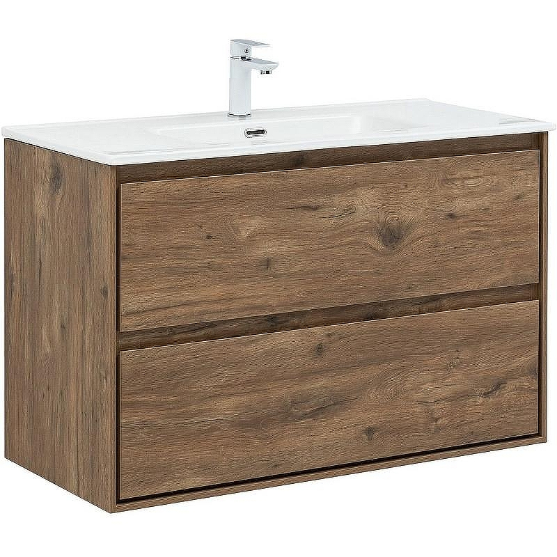 Тумба под раковину Aquanet Милан 100 336380 подвесная Дуб рустикальный, купить, цена, заказать, магазин, доставка, скидка, промокод, купить, цена, заказать, магазин, доставка, скидка, промокод