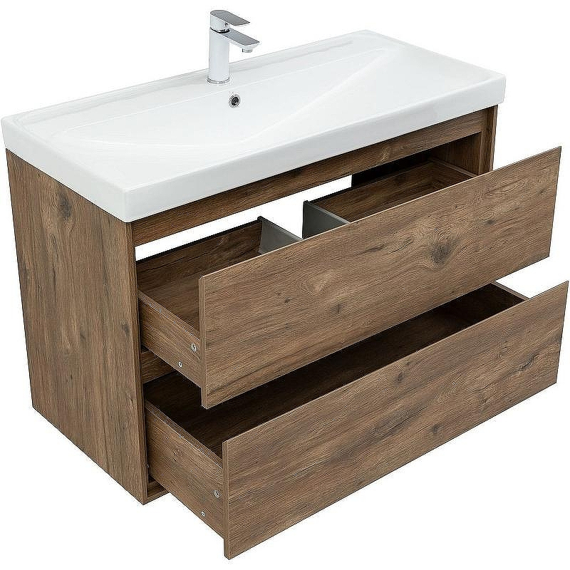 Тумба под раковину Aquanet Милан 100 336380 подвесная Дуб рустикальный, купить, цена, заказать, магазин, доставка, скидка, промокод, купить, цена, заказать, магазин, доставка, скидка, промокод