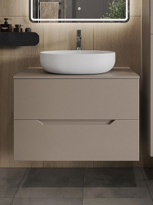 Тумба с раковиной Orange Line 80 Li-80TuLMDF+B05-520W подвесная Латте матовый