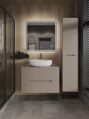 Тумба с раковиной Orange Line 80 Li-80TuLMDF+B05-520W подвесная Латте матовый