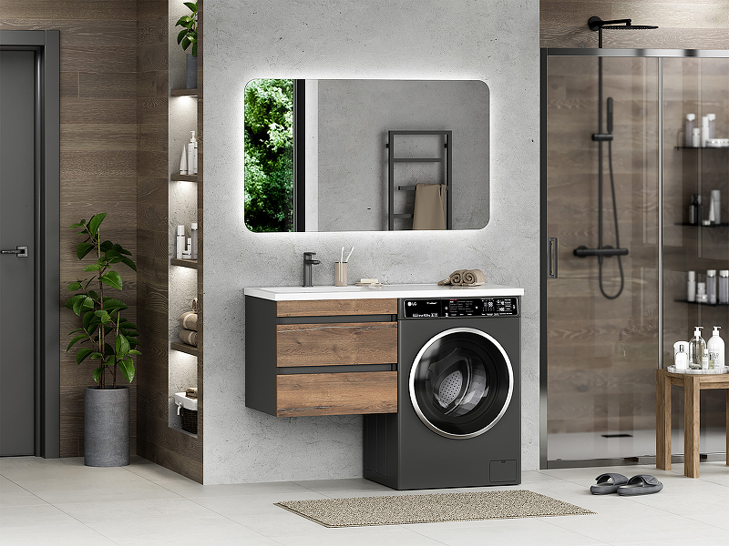 Тумба под раковину Misty Коломбо 120 П-Кол06060-011П2Я подвесная Дуб Галифакс Антрацит, купить, цена, заказать, магазин, доставка, скидка, промокод, купить, цена, заказать, магазин, доставка, скидка, промокод