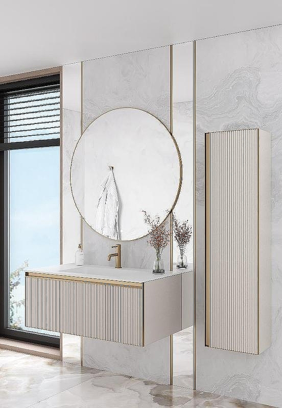 Шкаф пенал Boheme Armadi Art Quatro 35 791-CM-RIB-MG подвесной Кашемир профиль Золото матовое, купить, цена, заказать, магазин, доставка, скидка, промокод, купить, цена, заказать, магазин, доставка, скидка, промокод