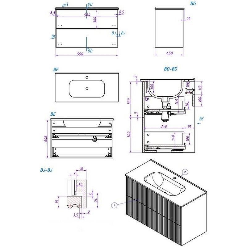 Тумба под раковину La Fenice Terra Twin 100 FNC-01-TER-B-100-2 подвесная Белая матовая, купить, цена, заказать, магазин, доставка, скидка, промокод, купить, цена, заказать, магазин, доставка, скидка, промокод