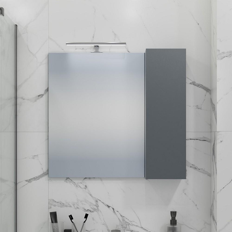 Зеркало со шкафом СанТа Антарес 70 700522 с подсветкой Графит матовый, купить, цена, заказать, магазин, доставка, скидка, промокод, купить, цена, заказать, магазин, доставка, скидка, промокод
