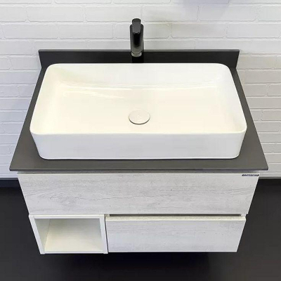 Тумба с раковиной Comforty Прага 75 00-00014831 подвесная Дуб белый