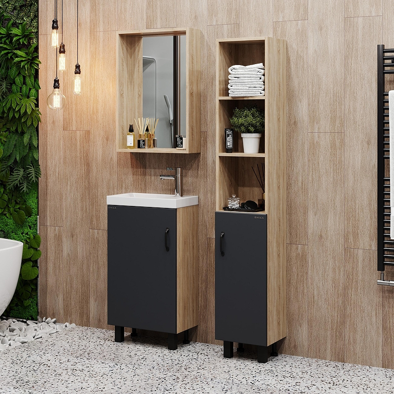 Тумба под раковину Onika Тимбер 45 L 104509 цвет Дуб сонома Серый, купить, цена, заказать, магазин, доставка, скидка, промокод, купить, цена, заказать, магазин, доставка, скидка, промокод