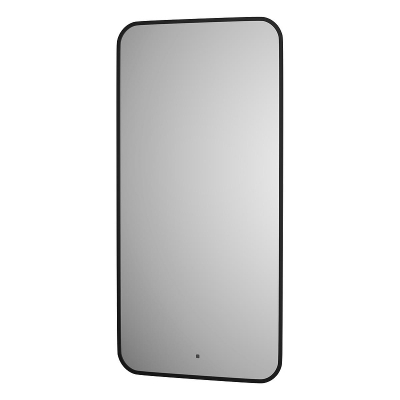 Зеркало Defesto Aura 50х100 DF 2975R с подсветкой 28W-3000K/ИК - выключатель/Теплый белый свет/Черная рама