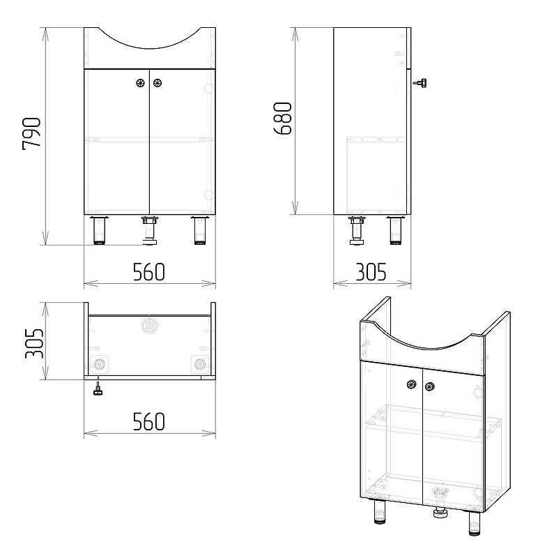 Комплект мебели для ванной Grossman Eco Line 60 106051-2 цвет Белый, купить, цена, заказать, магазин, доставка, скидка, промокод, купить, цена, заказать, магазин, доставка, скидка, промокод