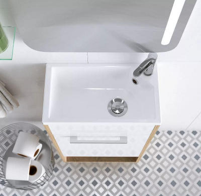 Тумба с раковиной 1MarKa Lira 40Н R У85923 Дуб сонома Белый глянец