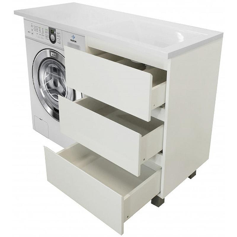 Тумба с раковиной Эстет Dallas Luxe 130 R ФР-00002271 Белая, купить, цена, заказать, магазин, доставка, скидка, промокод, купить, цена, заказать, магазин, доставка, скидка, промокод